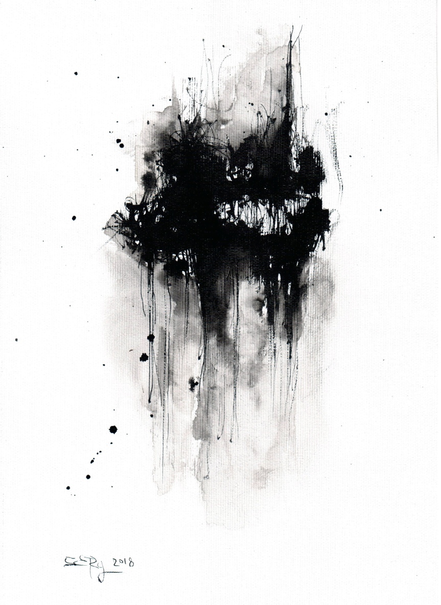 black ink abstract ink painting